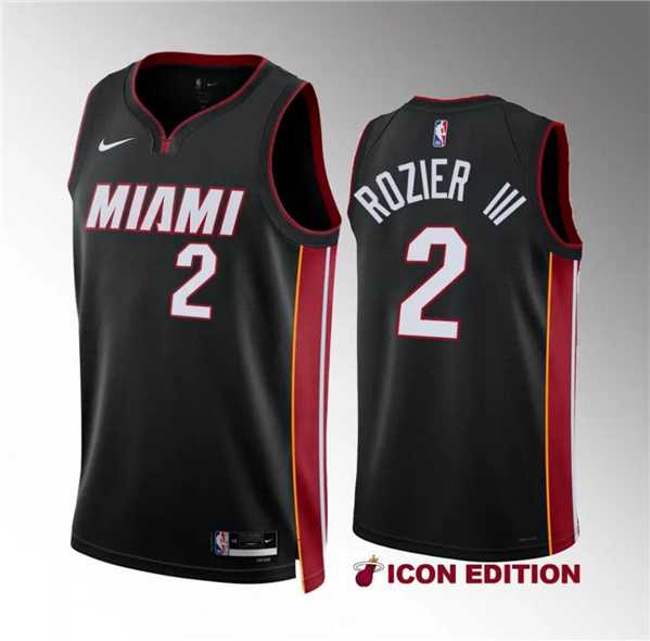 Men's Miami Heat #2 Terry Rozier III Black Icon Edition Stitched Basketball Jersey Dzhi